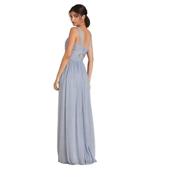 Birds Grey ELSYE DUSTY BLUE Mesh Maxi Women’s Bridesmaid Gown SZ 2XL #1655 - Picture 2 of 16